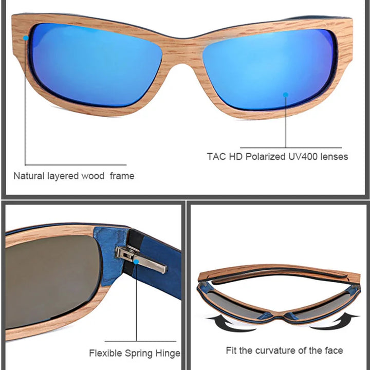 Holz Sonnenbrille für Surfer, Segler, Stand Up Paddler und alle anderen Sportler, Sportbrille aus Holz, Sportsonnenbrille aus Holz
