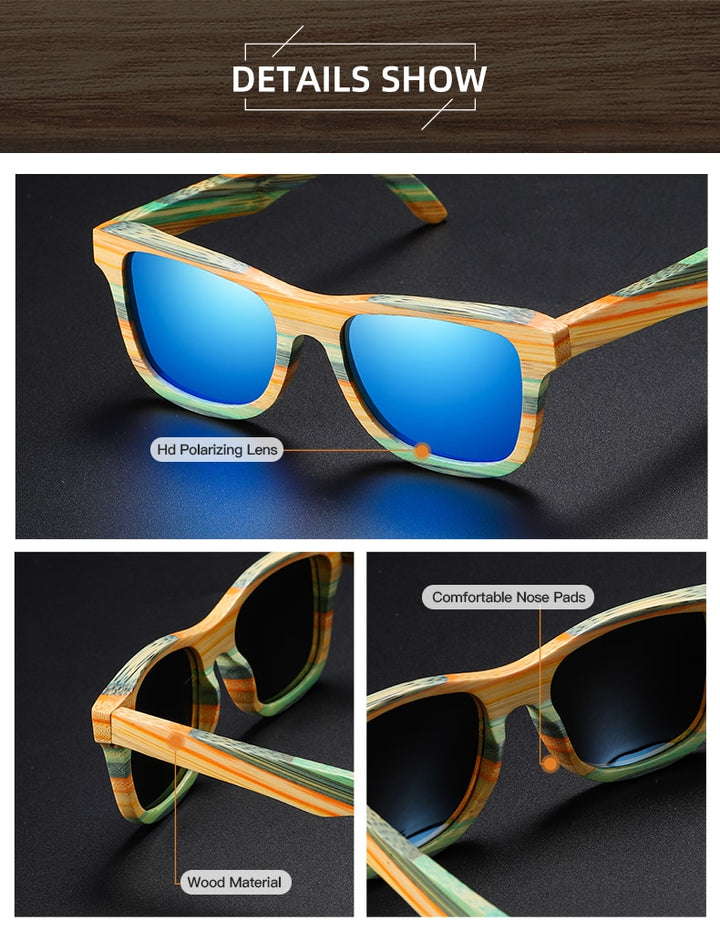 Schwimmende Holz Sonnenbrille aus Bambus - Drunken Panda